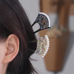 Retro Pearl Fan Hair Stick U-shaped Chinese Style Hanfu U Shape Hairpin Hair Chopstick Hanfu Headwear for Women