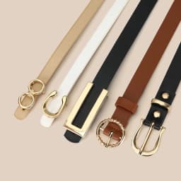 5pcs Belt Women Fashion PU Leather Thin Belts with Alloy Buckles in Solid Color Simple Pin Buckle Thin Belt For Jeans Dresses