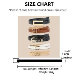 5pcs Belt Women Fashion PU Leather Thin Belts with Alloy Buckles in Solid Color Simple Pin Buckle Thin Belt For Jeans Dresses