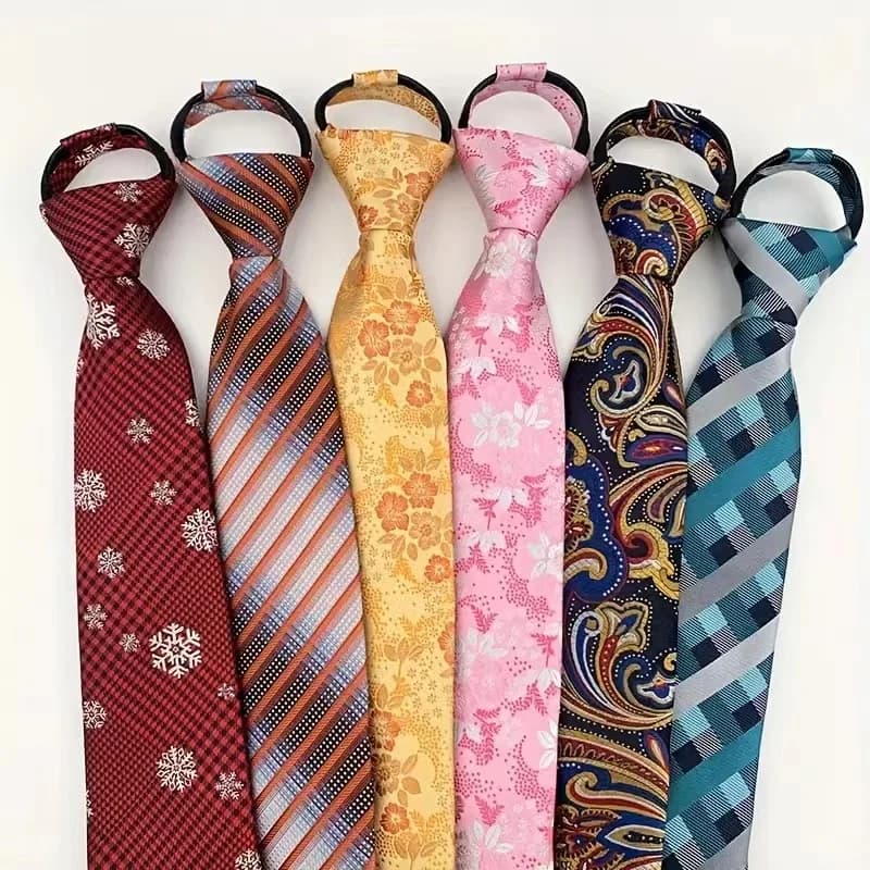 Hot Sell Style 8CM Zipper Tie Men Bridegroom Wedding Stripes Necktie Lazy Pre-tied Ties Striped Zipper Necktie For Men Women