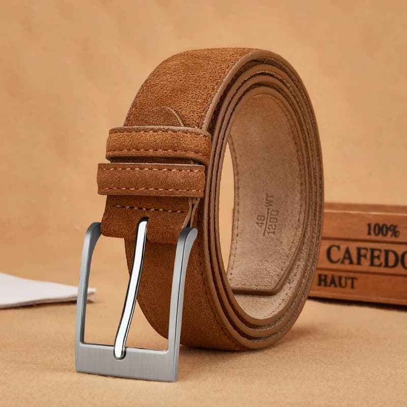 Luxury Suede Cowhide Leather Belt for women, Vintage Style Men belt 3.5cm Wide Waistband for Dresses & Jeans Unisex belt
