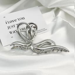 New Fashion Bow Metal Hair Women's High-End Geometric Pearl Temperament Korean Simple Girl Grab Clip Headwear
