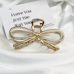 New Fashion Bow Metal Hair Women's High-End Geometric Pearl Temperament Korean Simple Girl Grab Clip Headwear