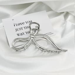 New Fashion Bow Metal Hair Women's High-End Geometric Pearl Temperament Korean Simple Girl Grab Clip Headwear