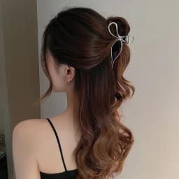 New Fashion Bow Metal Hair Women's High-End Geometric Pearl Temperament Korean Simple Girl Grab Clip Headwear