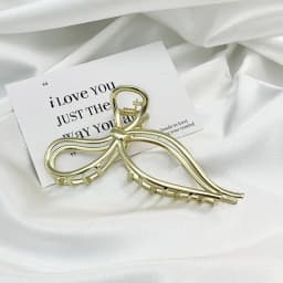 New Fashion Bow Metal Hair Women's High-End Geometric Pearl Temperament Korean Simple Girl Grab Clip Headwear