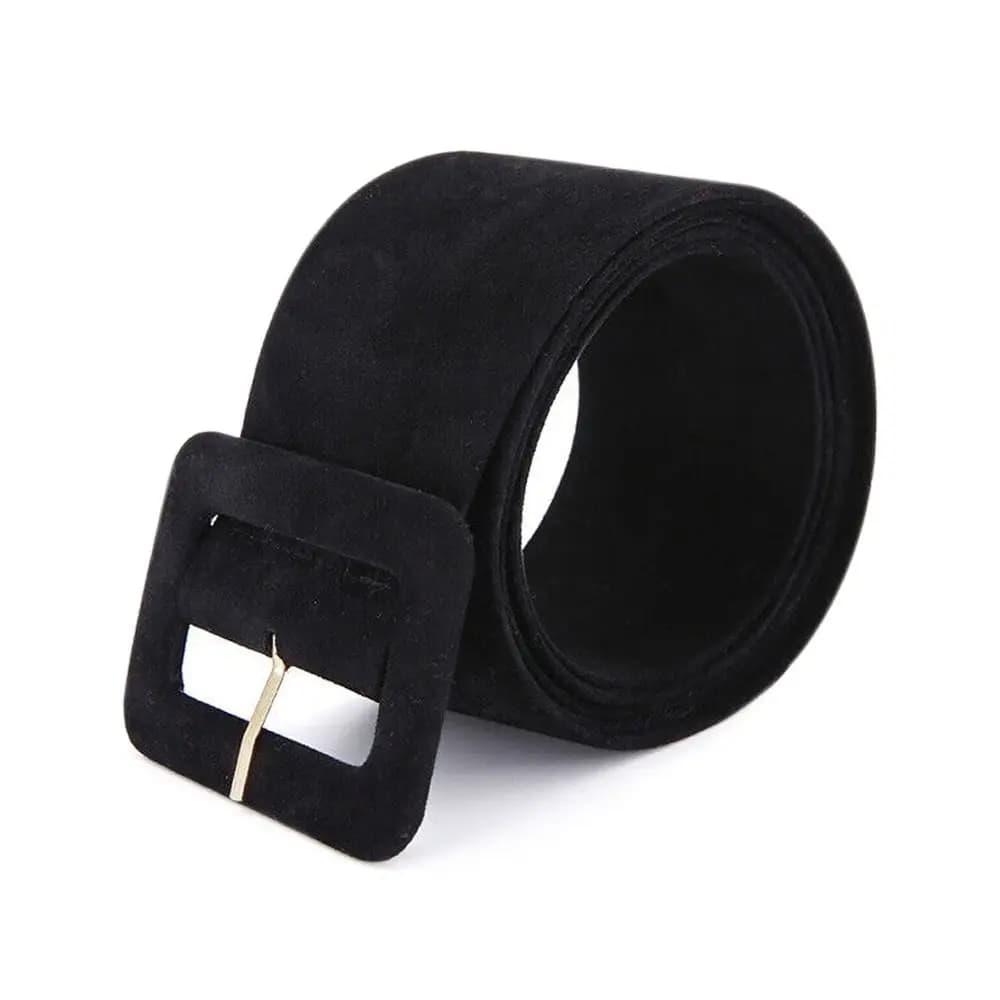 Fashion Women Velvet Belts Jeans Retro Wild Waistbands Strap Square Pin Buckles Belts