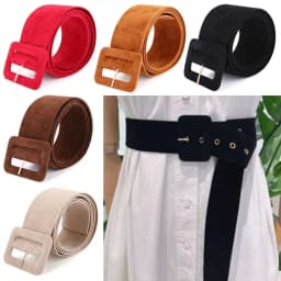 Fashion Women Velvet Belts Jeans Retro Wild Waistbands Strap Square Pin Buckles Belts