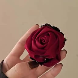French Big Rose Flower Hair Claw Clips for Women Girls Vintage Satin Solid Fabric Handmade Shark Hairgrip Accessories New