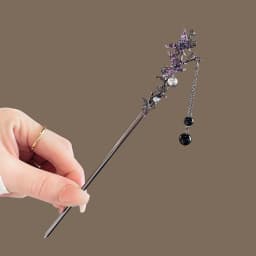 Elegant Flower Hair Sticks Forks Hair Clips Beads Chain Pendant Headpieces Women Retro Chinese Hair Accessories