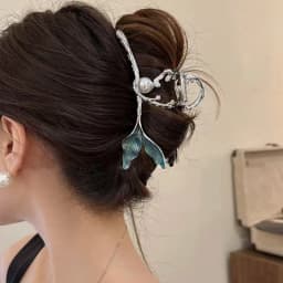 1pc blue fishtail metal grab clip large temperament beautiful starfish hairpin,back of the head shark clip hair ornament