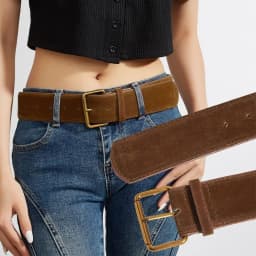 Women Luxury Design Suede Leather Wide Belt Casual Versatile Business Waist Strap Trendy Pin Buckle Waistband