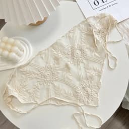 2025 New Style Lace Triangular Binder Headscarf Beige French Farm Style Girl Korean Style Ins Style Lace-up Hair Band Toe Cap