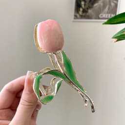 Small Fresh Tulip Flower Hairpin Back Head Grab Clip Pan Hair Shark Clip Japanese and Korean Style Senior Hair Accessories Women