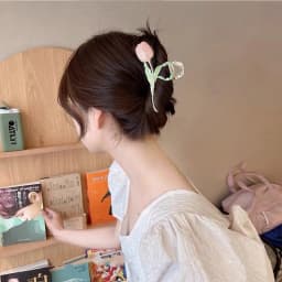 Small Fresh Tulip Flower Hairpin Back Head Grab Clip Pan Hair Shark Clip Japanese and Korean Style Senior Hair Accessories Women