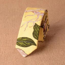 Men's Slim Cotton Linen 5cm Necktie Casual Tropical Skinny Designer Animal Narrow Vintage Floral Ties Wedding Accessories Gift