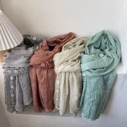 Cotton Linen Lace Splicing Scarf Lady Breathable Super Fairy Tulle Towel Literary Embroidery New Spring and Summer