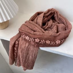 Cotton Linen Lace Splicing Scarf Lady Breathable Super Fairy Tulle Towel Literary Embroidery New Spring and Summer