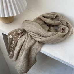 Cotton Linen Lace Splicing Scarf Lady Breathable Super Fairy Tulle Towel Literary Embroidery New Spring and Summer