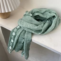 Cotton Linen Lace Splicing Scarf Lady Breathable Super Fairy Tulle Towel Literary Embroidery New Spring and Summer