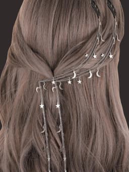 2pcs Moon Star Braided hair Chain Hair accessories Super Fairy headdress, suitable for women and girls