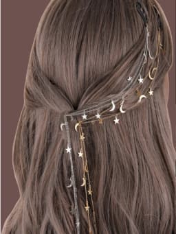 2pcs Moon Star Braided hair Chain Hair accessories Super Fairy headdress, suitable for women and girls