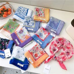 55cm Spring Summer Thin Style Scarf Print Floral Square Scarves Neckerchief Headscarf Headband for Women Kerchief Neck Wraps Tie