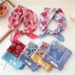55cm Spring Summer Thin Style Scarf Print Floral Square Scarves Neckerchief Headscarf Headband for Women Kerchief Neck Wraps Tie