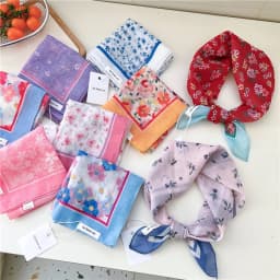 55cm Spring Summer Thin Style Scarf Print Floral Square Scarves Neckerchief Headscarf Headband for Women Kerchief Neck Wraps Tie