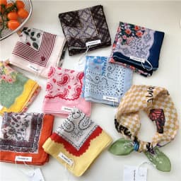 55cm Spring Summer Thin Style Scarf Print Floral Square Scarves Neckerchief Headscarf Headband for Women Kerchief Neck Wraps Tie