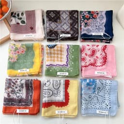 55cm Spring Summer Thin Style Scarf Print Floral Square Scarves Neckerchief Headscarf Headband for Women Kerchief Neck Wraps Tie
