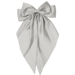 Women's Pink Bow Hair Clip, Large White Satin Bow, Long Tail Alligator Clip, Big Hair Bow Girl Suitable for Birthday Wedding Dan