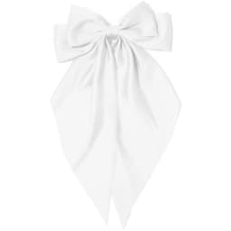 Women's Pink Bow Hair Clip, Large White Satin Bow, Long Tail Alligator Clip, Big Hair Bow Girl Suitable for Birthday Wedding Dan