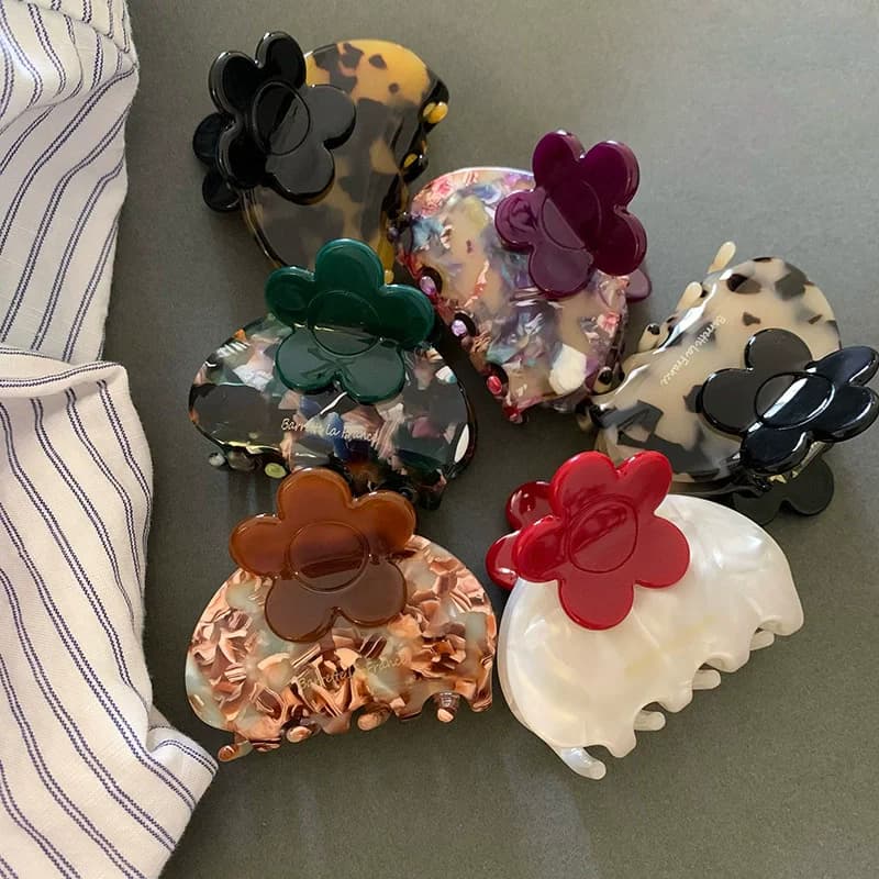 2025 luxury Medium Acetate hair claw clip for women floral claw clip girl cute Leopard print hair clip flower hairpin Accessorie