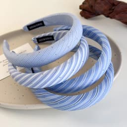 Beach Blue Striped Headbands New Twill Fabric Sponge Hair Hoop for Womans Girls Sweet Elegant Hair Band Fashion Retro Headdress