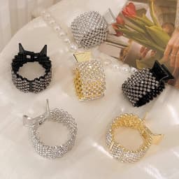 Full Rhinestone Hair Claw Strong Hold Non-Slip Metal Shark Ponytail Buckle Clip For Women Girls Thick Long Hair Summer Headwear