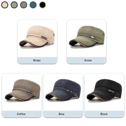 Leather Binding Washed White Distressed Cotton Adjustable Cadet Flat Cap Sun Hat Trucker Caps Dad Hats