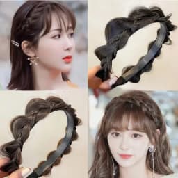 Handmade Retro Head Hoop Twist Headband Wide Fishbone Braids Hairband Wig for Women Styling Accessories