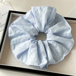 Brand Designs Japan Fashion Large Size Hair Scrunches Hollow Out Denim Scrunchies Big Hair Chouchou Ponytail Hairties