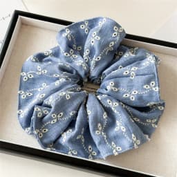 Brand Designs Japan Fashion Large Size Hair Scrunches Hollow Out Denim Scrunchies Big Hair Chouchou Ponytail Hairties