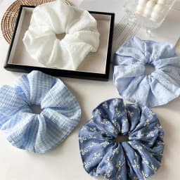Brand Designs Japan Fashion Large Size Hair Scrunches Hollow Out Denim Scrunchies Big Hair Chouchou Ponytail Hairties
