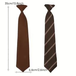 2Pc Men's and Women's Fashionable Casual Style School Uniforms for Graduation Season, Coffee Color, No Tie Needed, Suitable for Work and Commuting, School Uniforms
