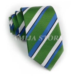 Men's Fashion Tie 7.5cm Tie Sage Green Orange Stripes Ties Business Meeting Suit Wedding Party Office Tie Men's Gift Accessorie