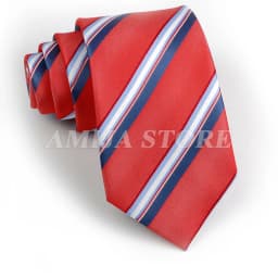 Men's Fashion Tie 7.5cm Tie Sage Green Orange Stripes Ties Business Meeting Suit Wedding Party Office Tie Men's Gift Accessorie