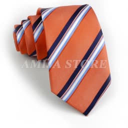 Men's Fashion Tie 7.5cm Tie Sage Green Orange Stripes Ties Business Meeting Suit Wedding Party Office Tie Men's Gift Accessorie