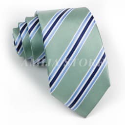 Men's Fashion Tie 7.5cm Tie Sage Green Orange Stripes Ties Business Meeting Suit Wedding Party Office Tie Men's Gift Accessorie