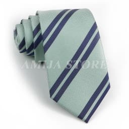 Men's Fashion Tie 7.5cm Tie Sage Green Orange Stripes Ties Business Meeting Suit Wedding Party Office Tie Men's Gift Accessorie
