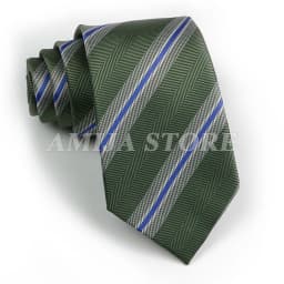 Men's Fashion Tie 7.5cm Tie Sage Green Orange Stripes Ties Business Meeting Suit Wedding Party Office Tie Men's Gift Accessorie