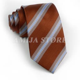 Men's Fashion Tie 7.5cm Tie Sage Green Orange Stripes Ties Business Meeting Suit Wedding Party Office Tie Men's Gift Accessorie