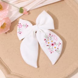 Premium Floral Embroidered Bow Hair Clip Popular Elegant Handmade Hairpin For Girls Women Children Daily Headdress Accessories